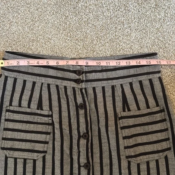 Ace & Jig Gray and Black Striped A-Line Button-Front Skirt - Picture 3 of 7